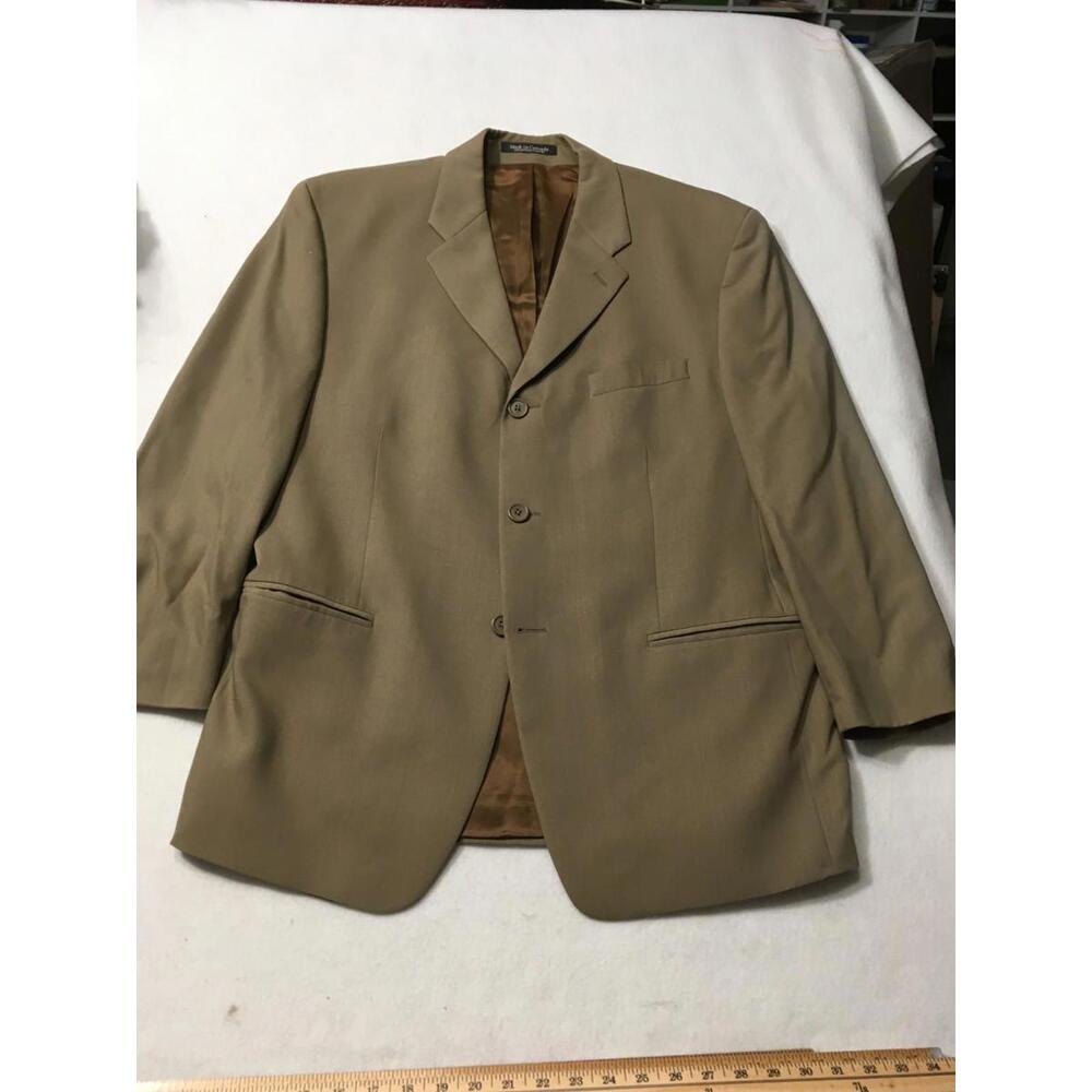 Kasper Mens 42 short  Brown  Three Button Wool Suit Coat